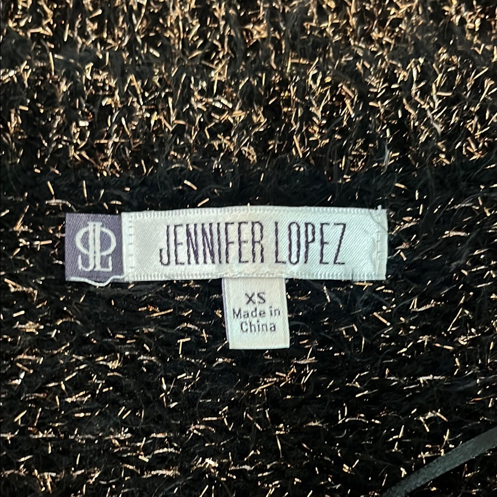 Jennifer Lopez Elegant Black Textured Garment